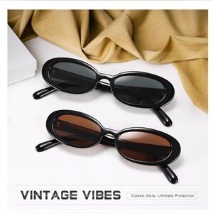 Black and Brown Oval Sunglasses